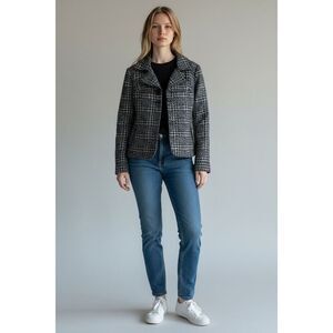 Charter Club Lapel Collar 2-Button Cape Blazer Jacket Silver Metallic 10P